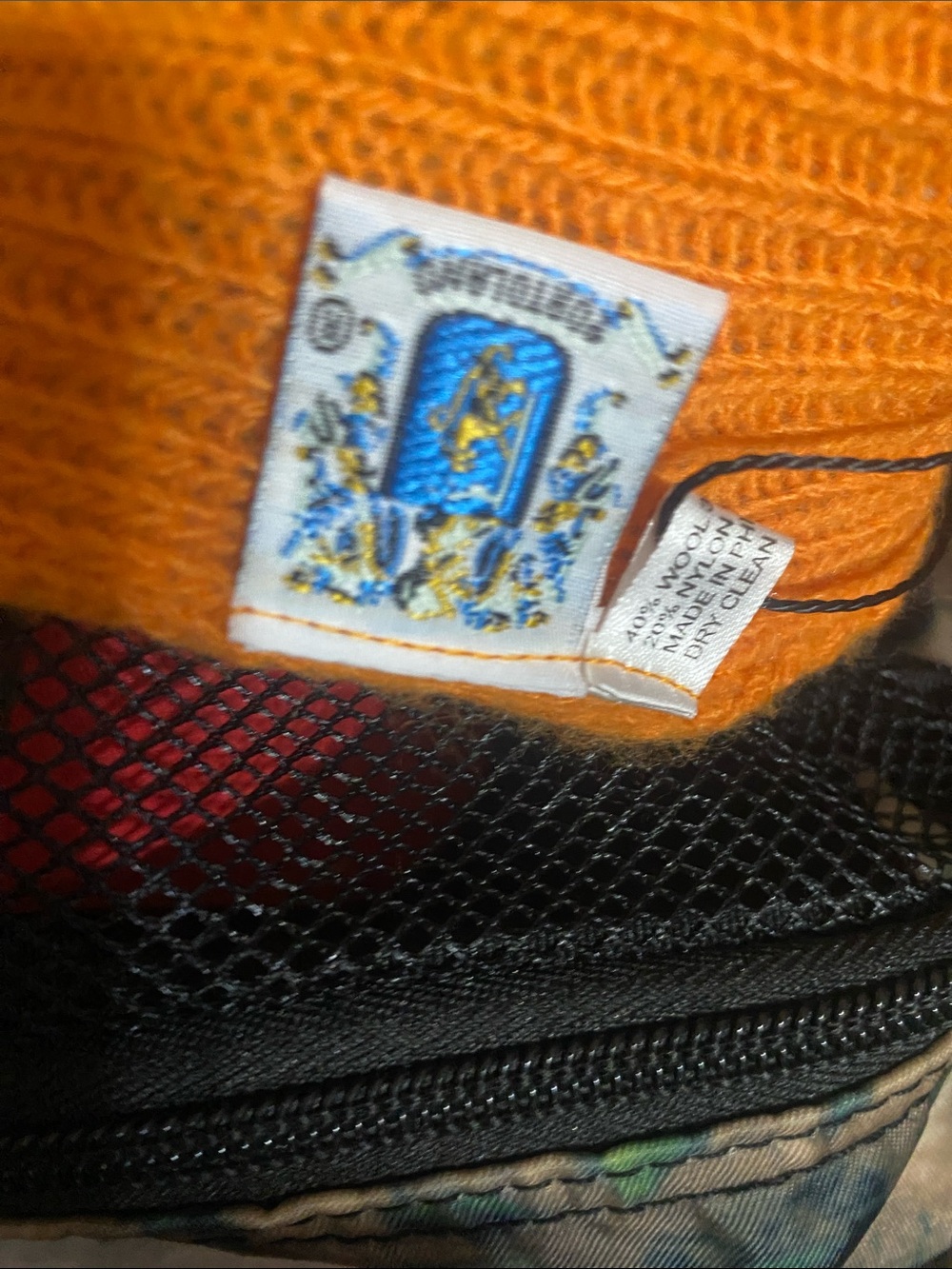 Orange Knit Beanie with Decorative Logo Tag